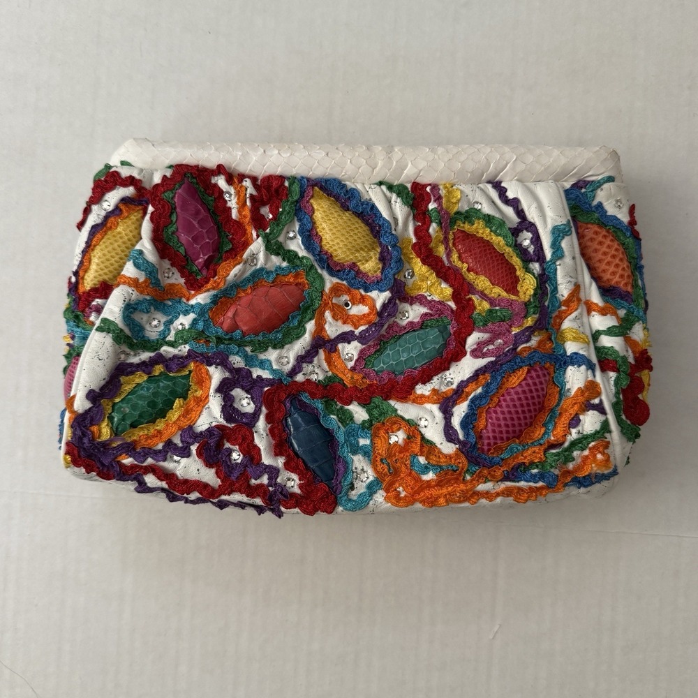 Rita Diana‎ For Mylinka Vintage Women's Crossbody Bag White Leather 80s Bright